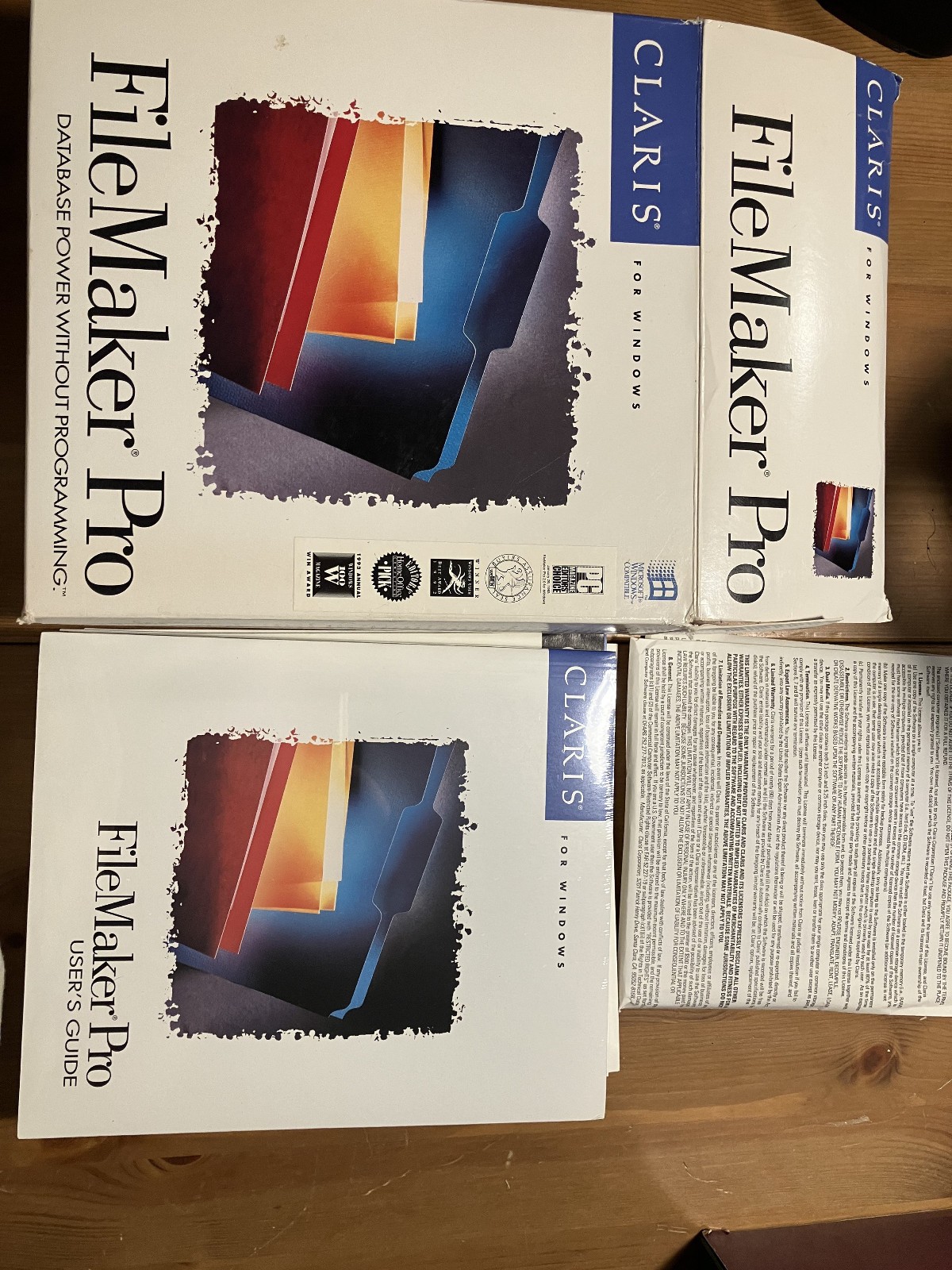 Vintage 1992 FileMaker Pro 2.0 for Windows on 3.5″ Floppy Disks + Relay/PC Gold.