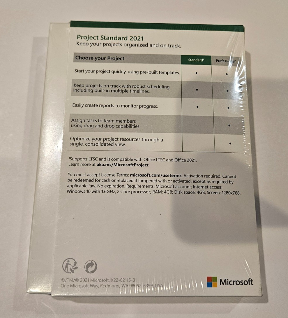 BRAND NEW Microsoft Project Standard 2021 076-05916