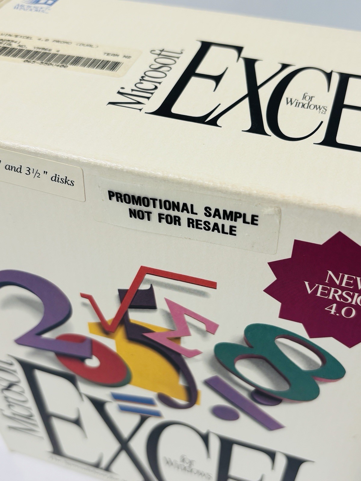 Vtg Microsoft Excel 4.0 Windows Box Set PROMO SAMPLE 1992 3.5″ & 5.25″ Disks