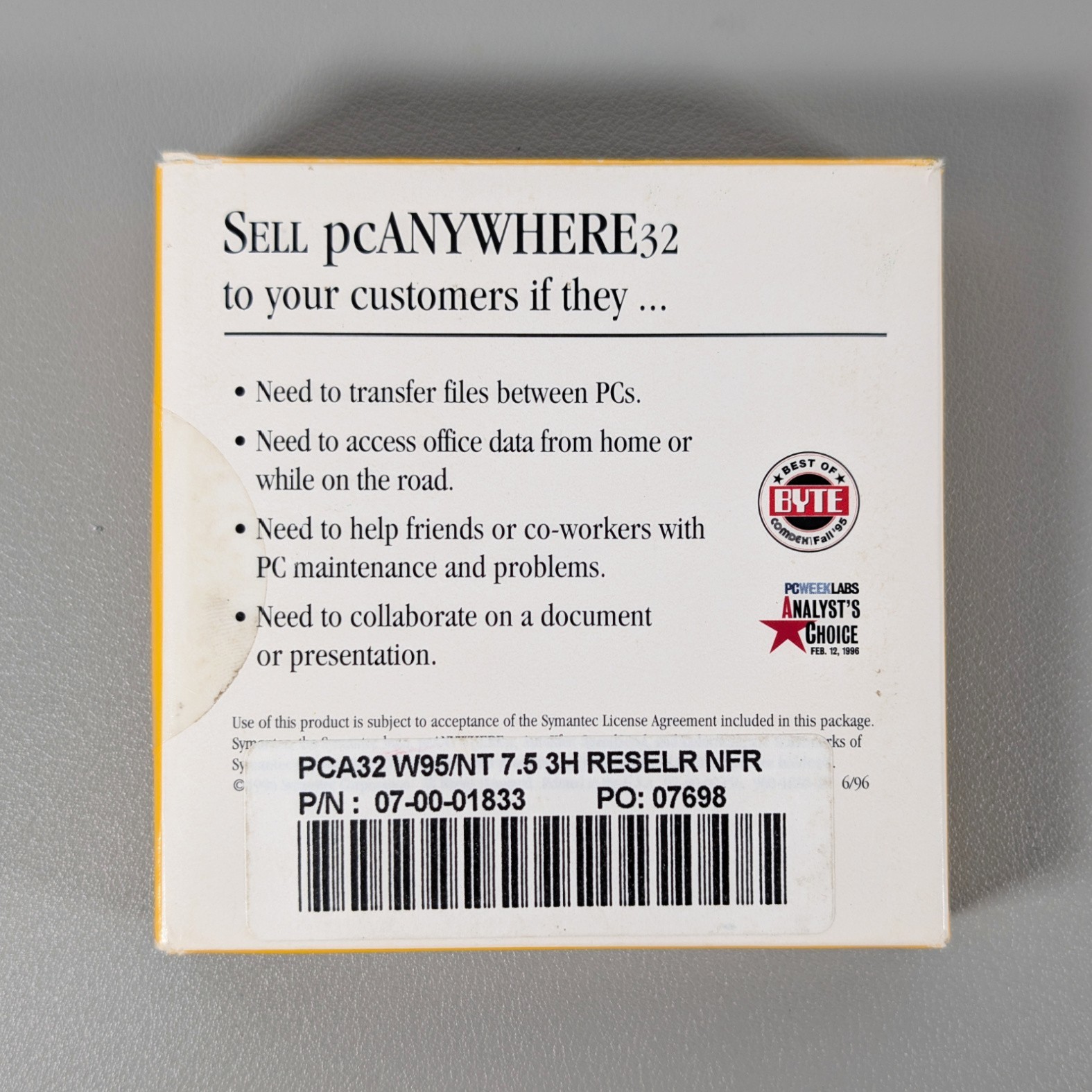 Symantec pcAnywhere 32 v7.5 for Windows 95 | 4 Floppy Disk Set | Reseller Copy