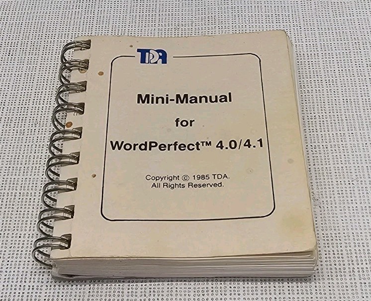 MINI-MANUAL For WORDPERFECT 4.0/4.1- TDA 1985 – RARE!!!