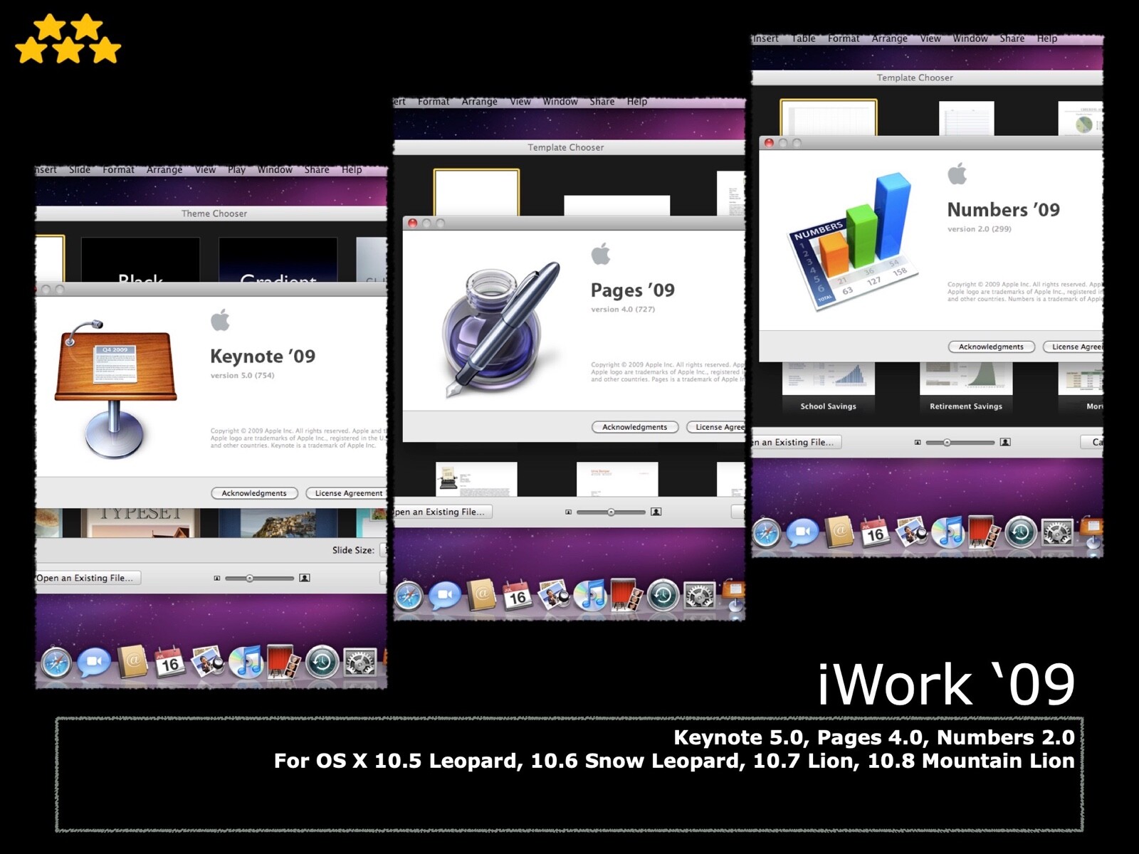 iWork ’09 (Pages, Numbers and Keynote) USB installer for Apple Mac OS X