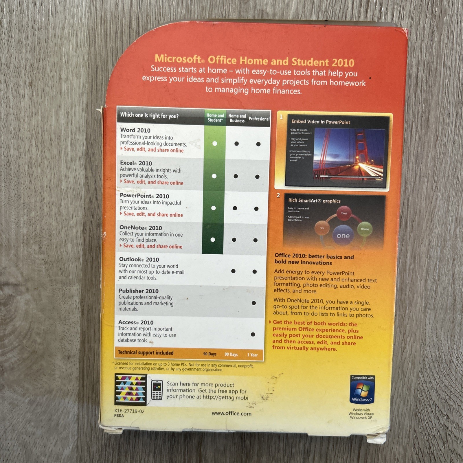 Microsoft Office Home And Student 2010 Software for Windows With Key Family Pack