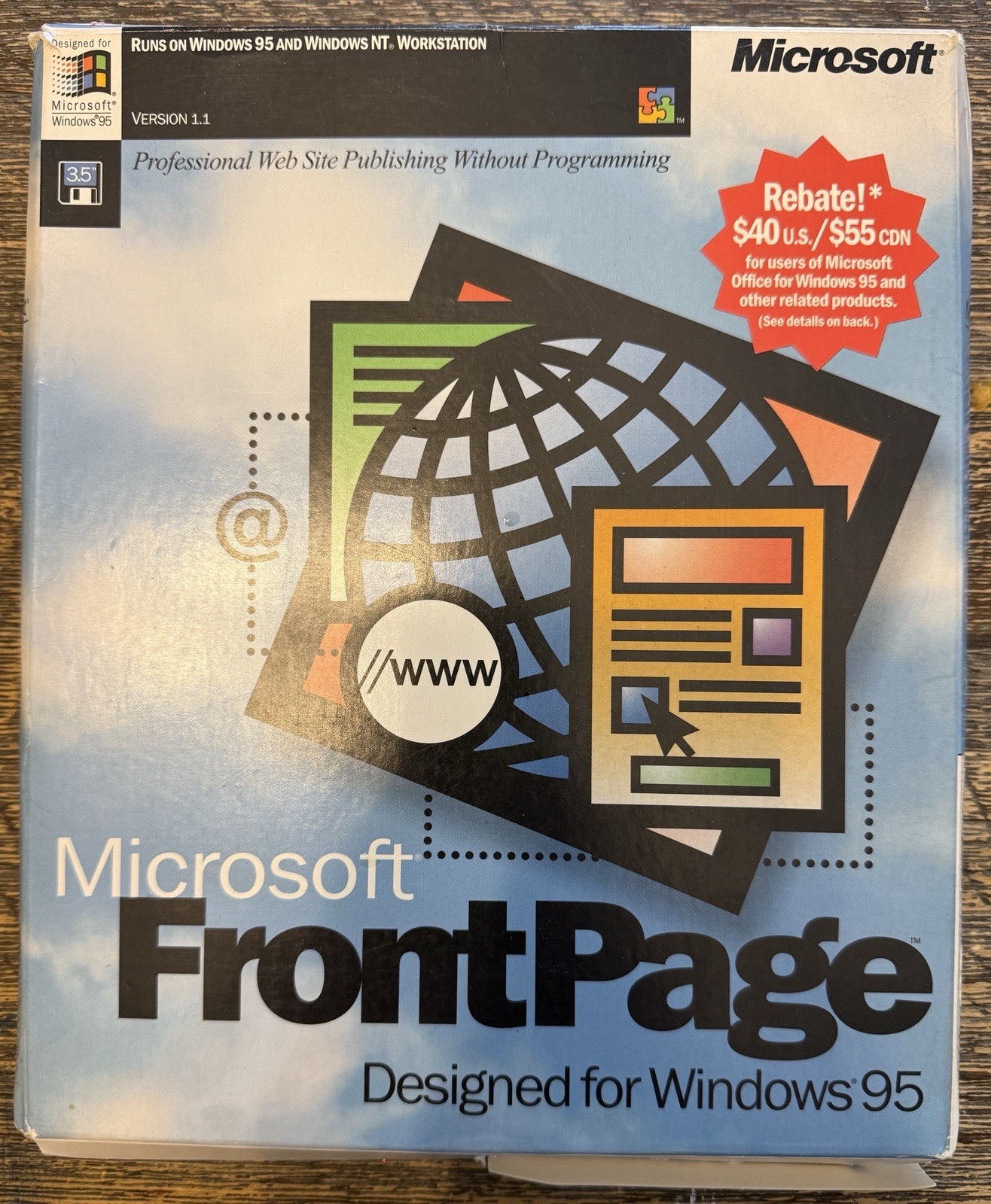 Microsoft Frontpage For Windows 95 3.5” Floppy Brand CIB Hard To Find