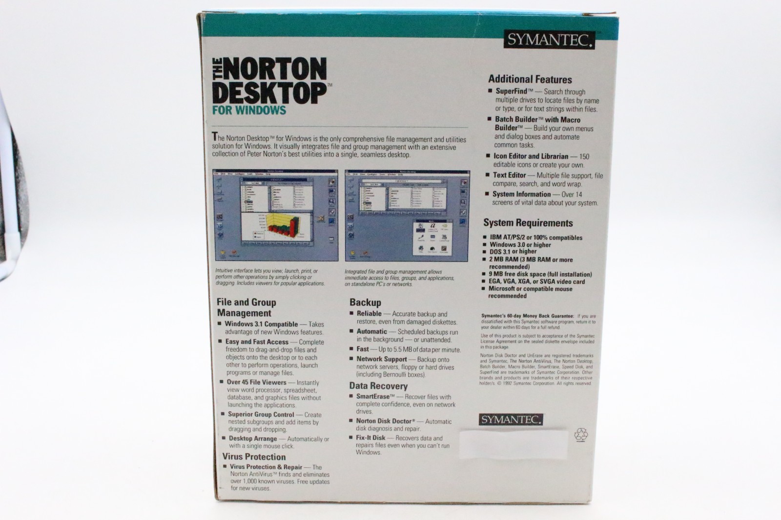 Symantec The Norton Desktop for Windows Utilities Software V2.0 RETAIL BIG BOX