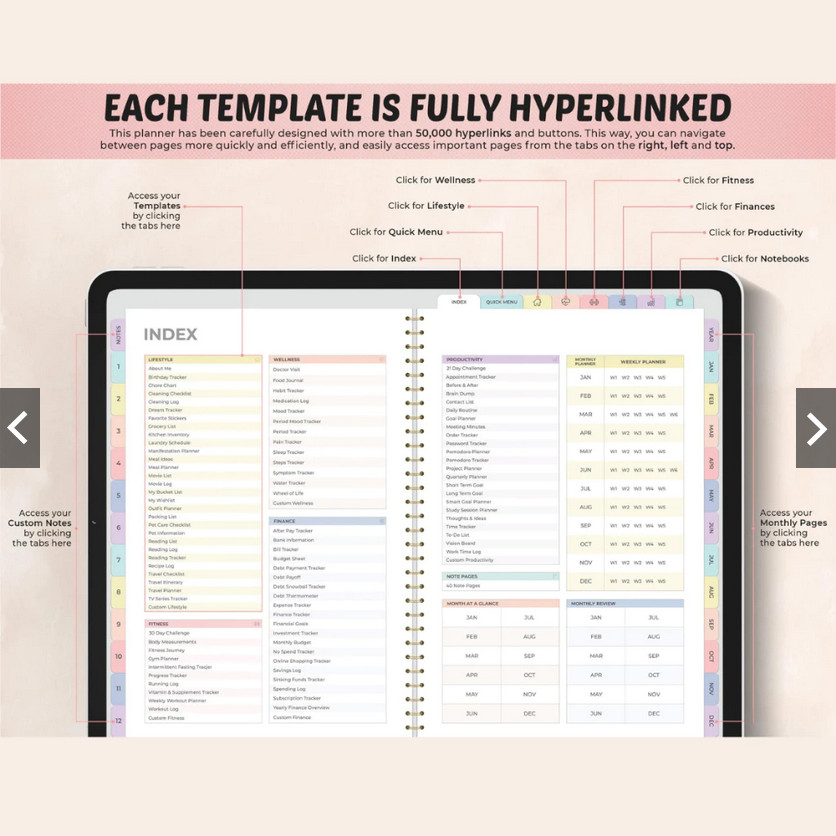 Digital Planner 2025 2026 Undated All In One Daily Weekly Monthly GoodNotes
