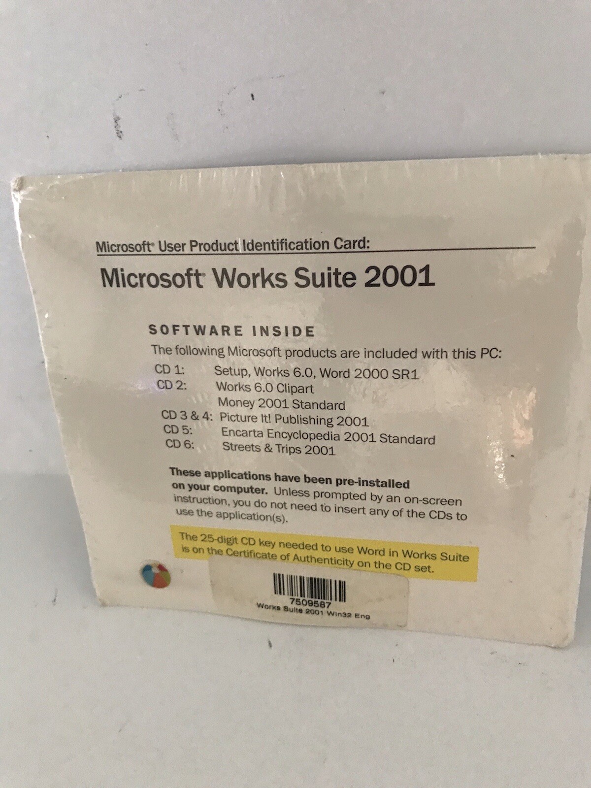 Microsoft Works Suite 2001 Sealed Includes 6 CDs