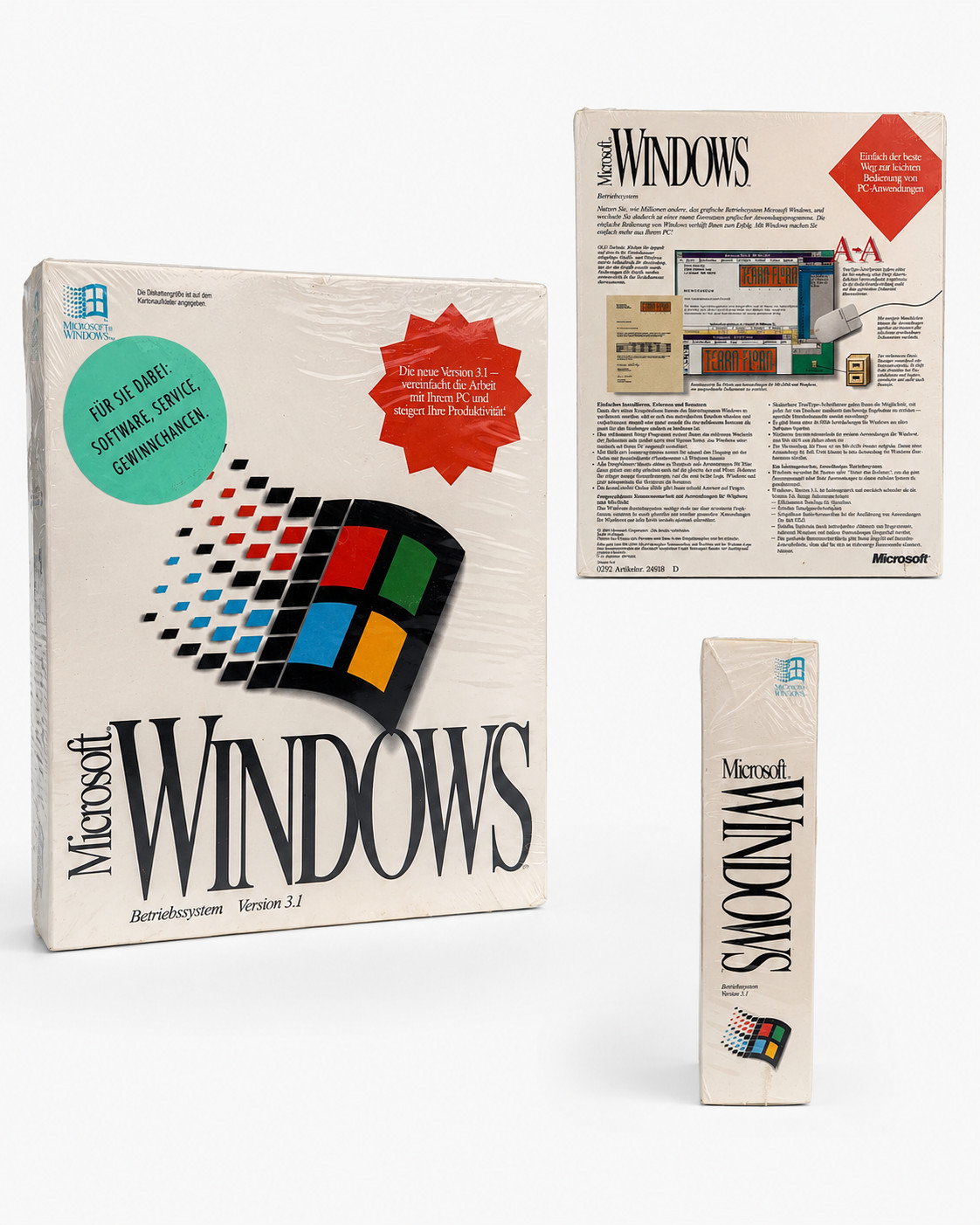 Microsoft Windows 3.1 Original Packaging Sealed Big Box Vintage IBM PC German RARE