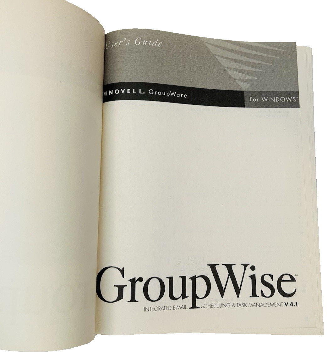 Vtg Novell Groupwise V 4.1 User’s Guide GroupWare For Windows 1994 USA