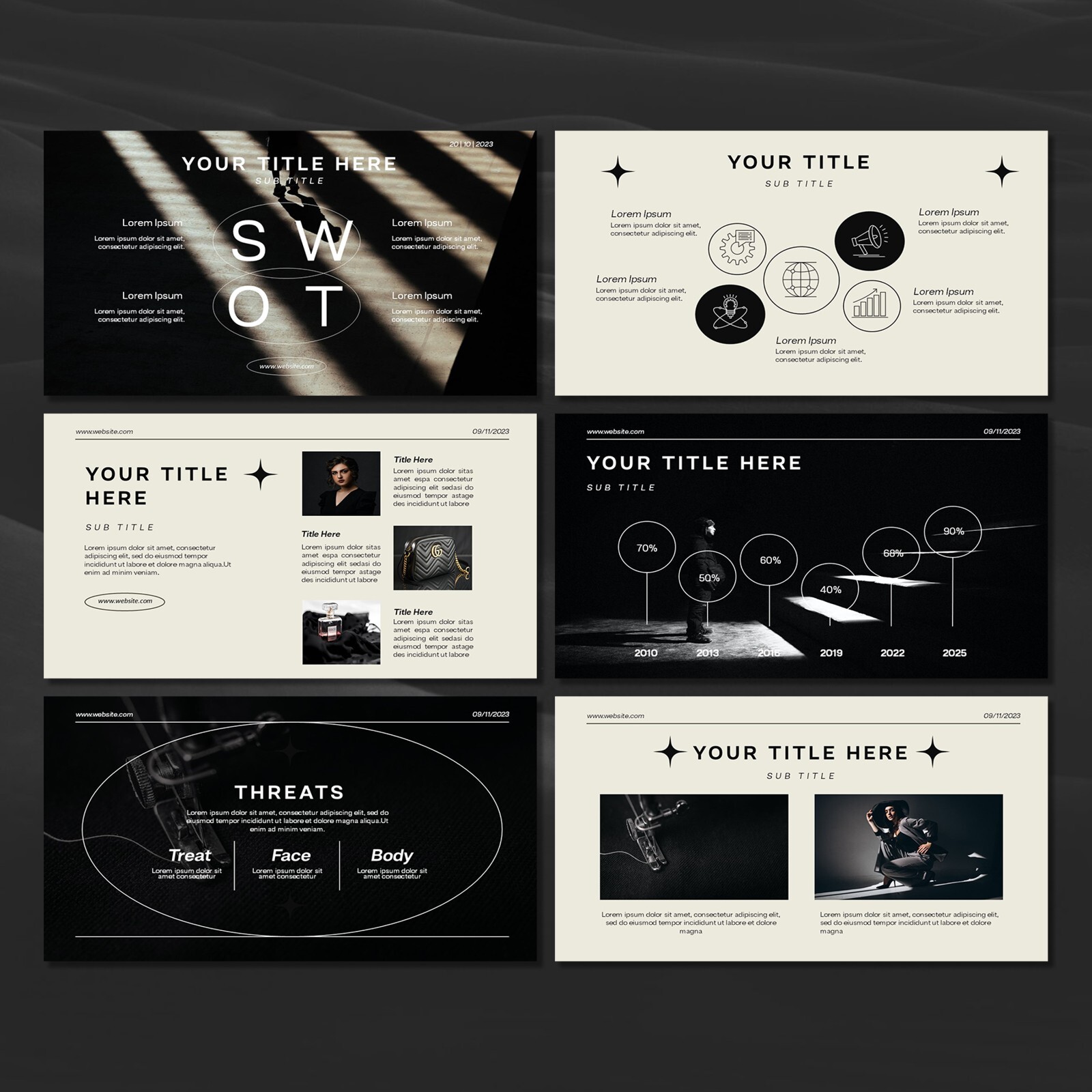 Black and White PowerPoint Template – Minimalist Monochrome Fashion Presentation