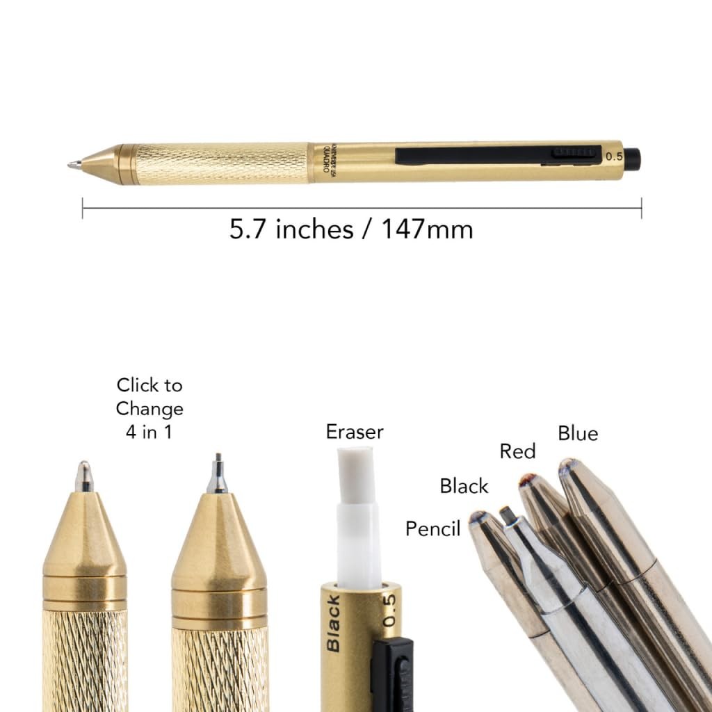 Monteverde Usa Quadro 4-In-1 Multifunction Pen – Black Finish – Three Ballpoint