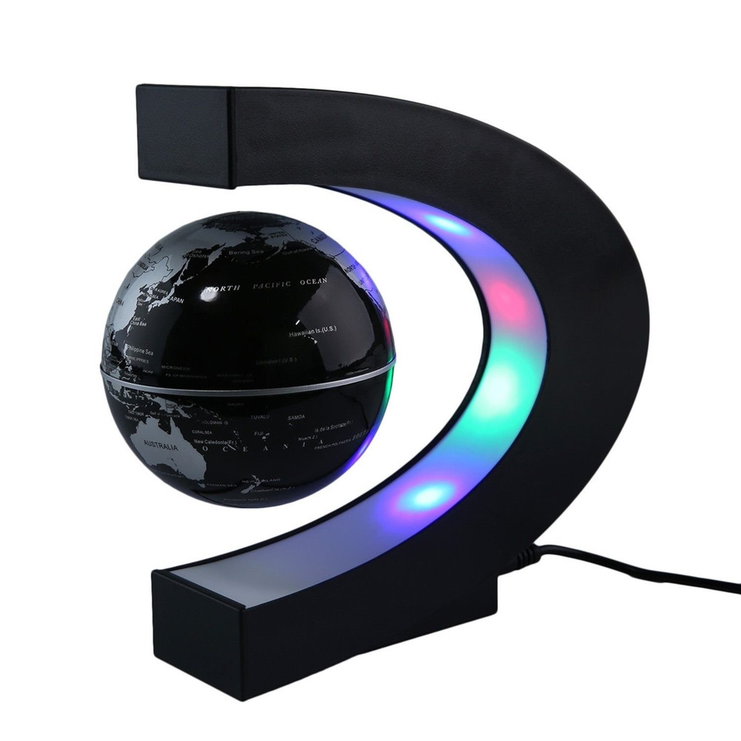 Magnetic Levitation Floating Globe 3 inch with LED Lights C Shape World Map for