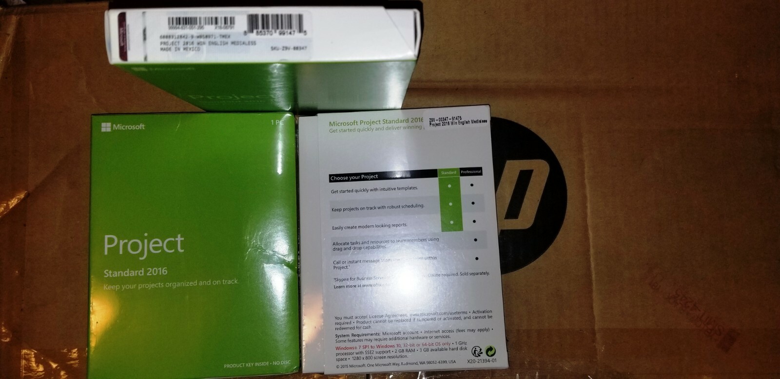 Microsoft Project Standard 2016, SKU Z9V-00347, Sealed Retail Package, Key Card