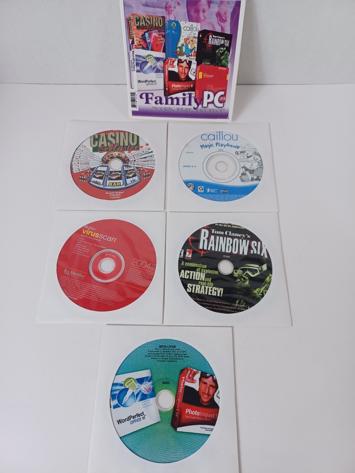 Family PC – Work, Play, Protect Vintage Software and Games- Word Perfect, Photo+