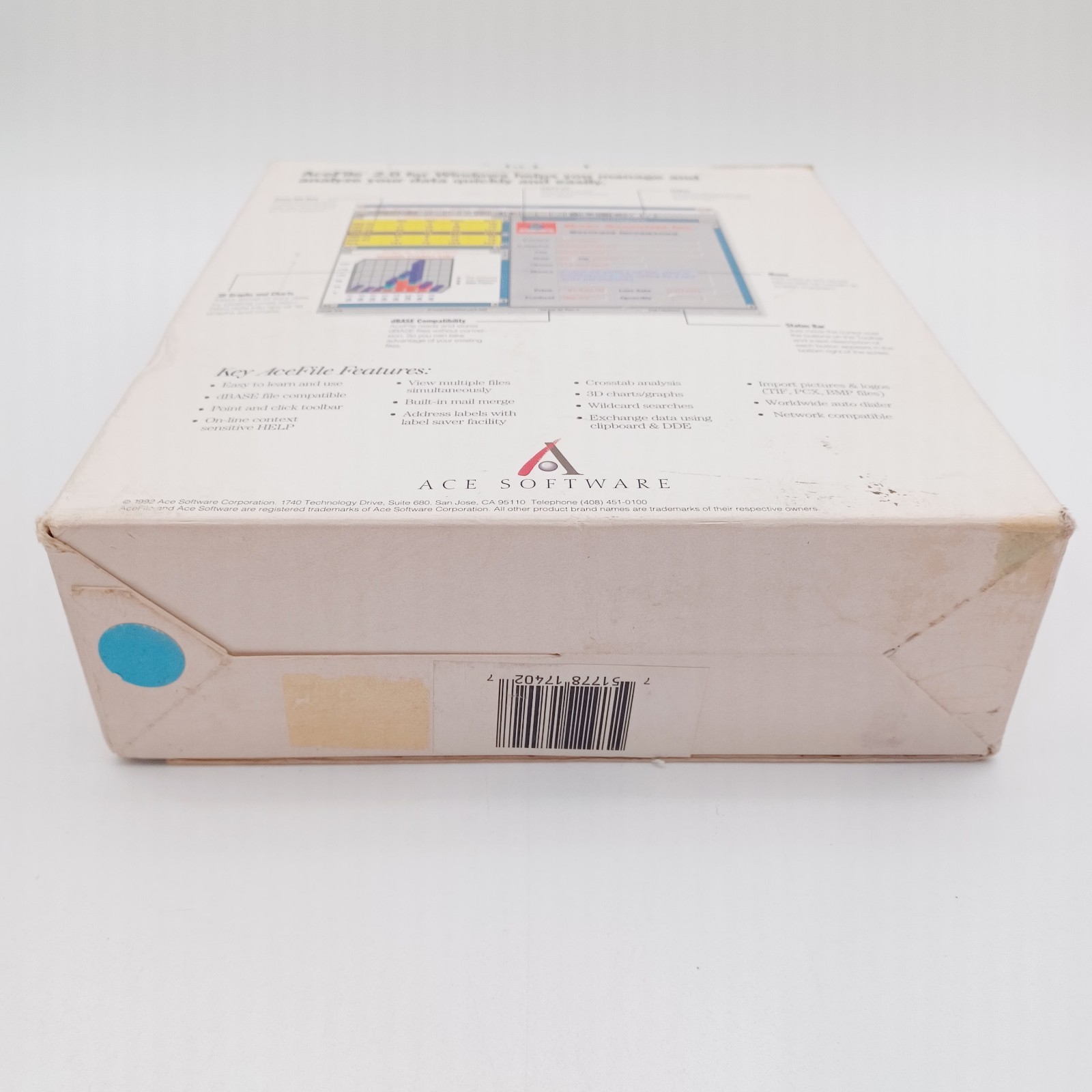 Vtg Ace File Computer Software 1992 Windows 2.0 Sealed Floppy Disc