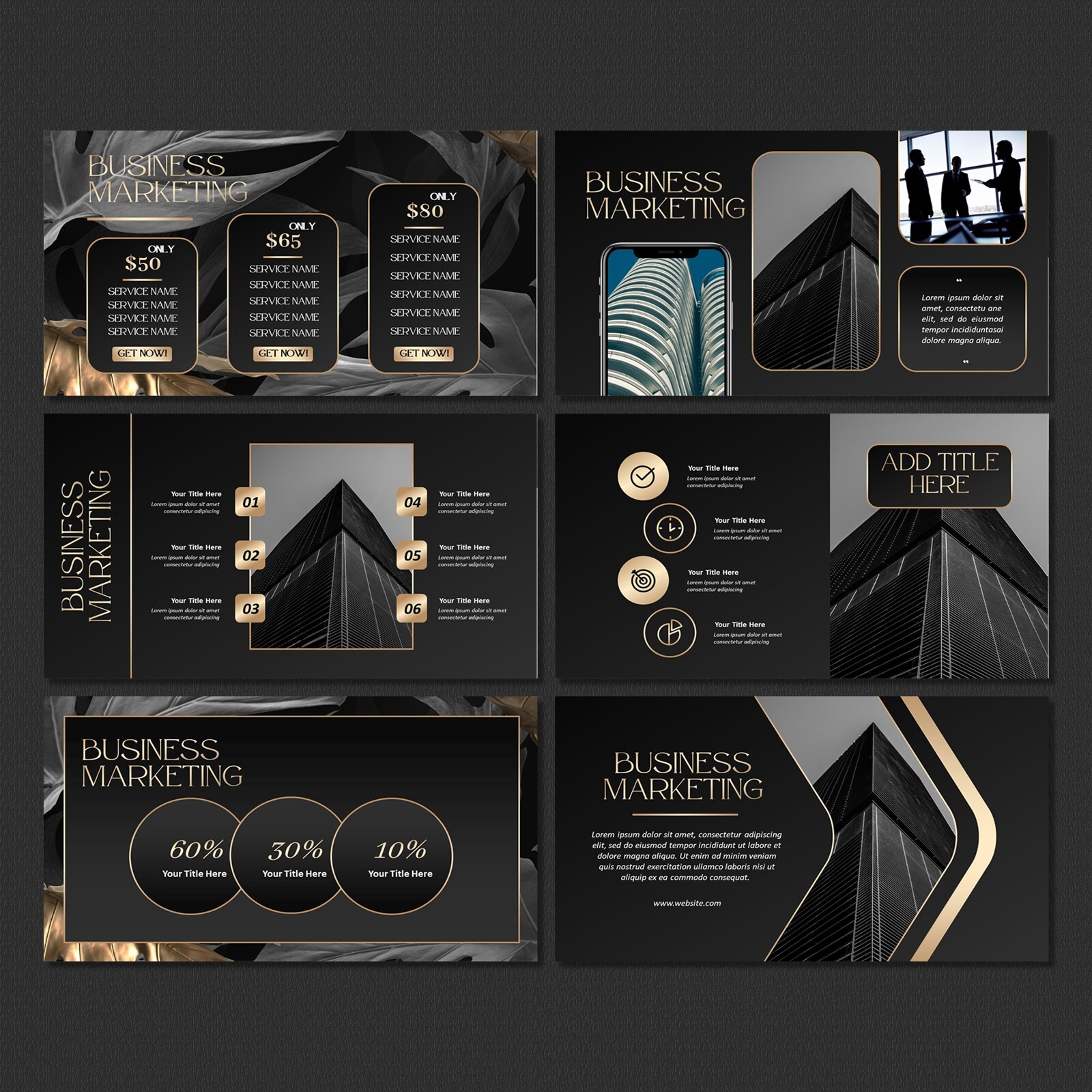 Luxury PowerPoint Template – Black and Gold PPT Design for Business Presentation