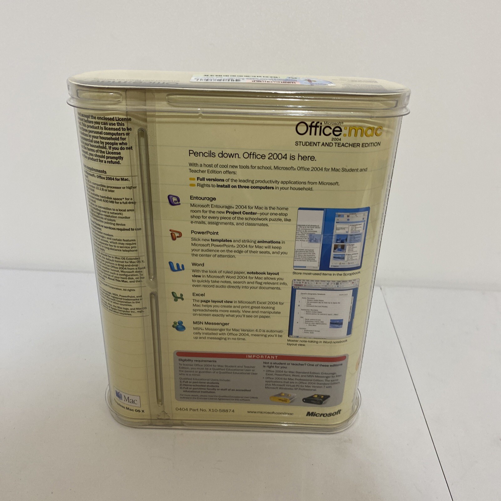 Microsoft Office Mac Student and Teacher 2004 Has All 3 Product Keys Complete