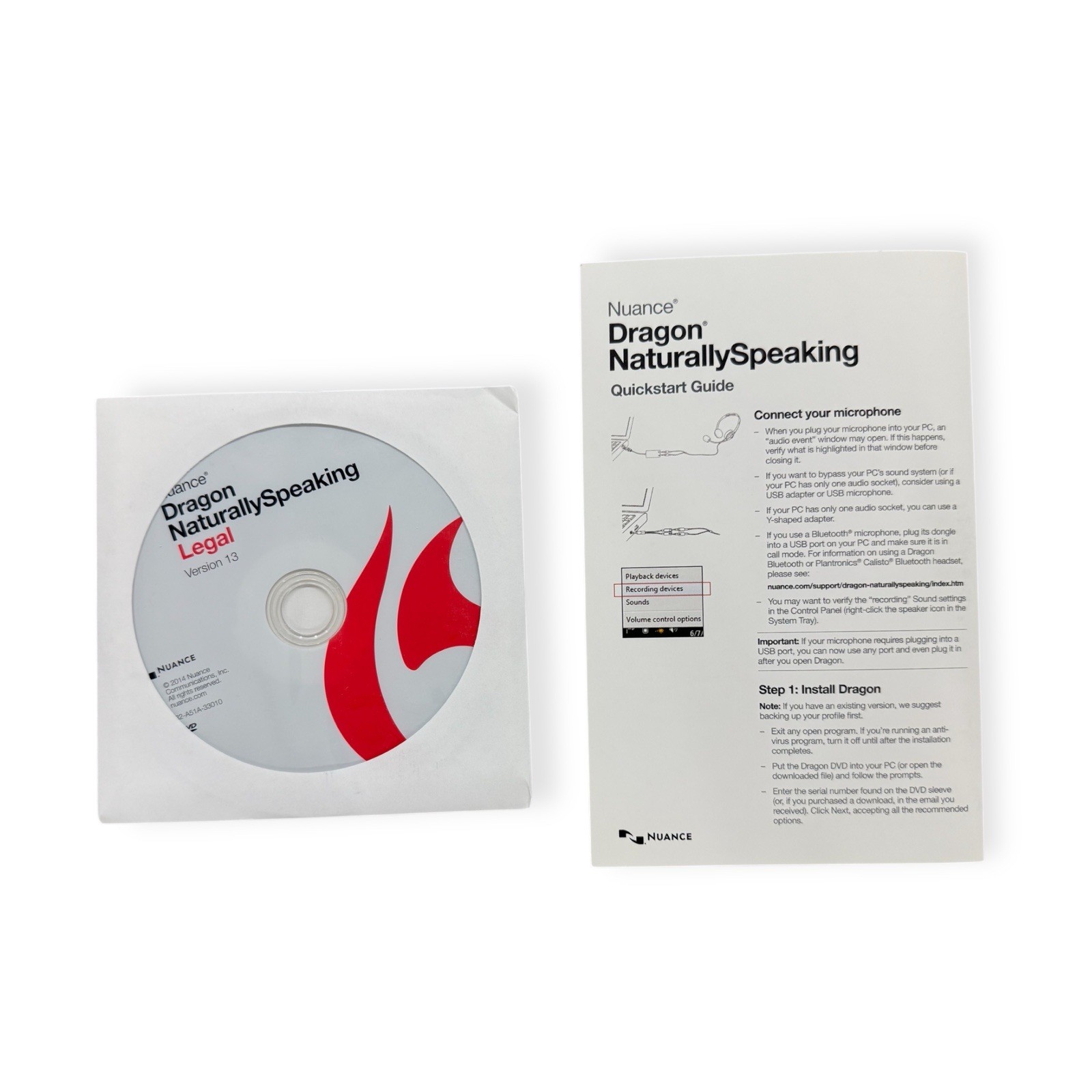 Nuance Dragon NaturallySpeaking Legal 13 DVD w/ Serial & Mic Non-Subscription