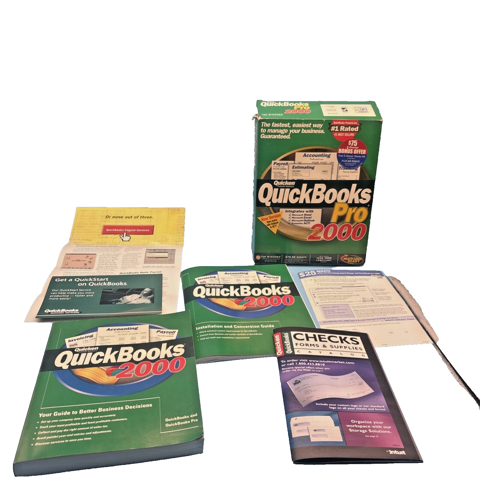 QuickBooks Pro 2000 Quicken Box With Manual NO DISC
