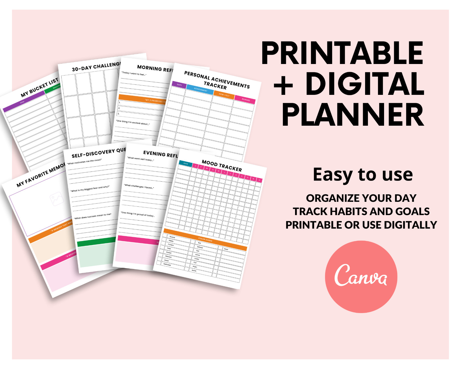 Printable & Digital Planner | 100+ Unique Layouts | Daily, Weekly, Monthly
