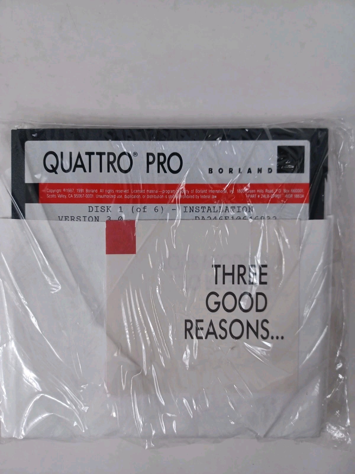 QUATTRO Pro Version 3.0 MS-DOS (6) 5.25″ Floppy Disks New Sealed Borland
