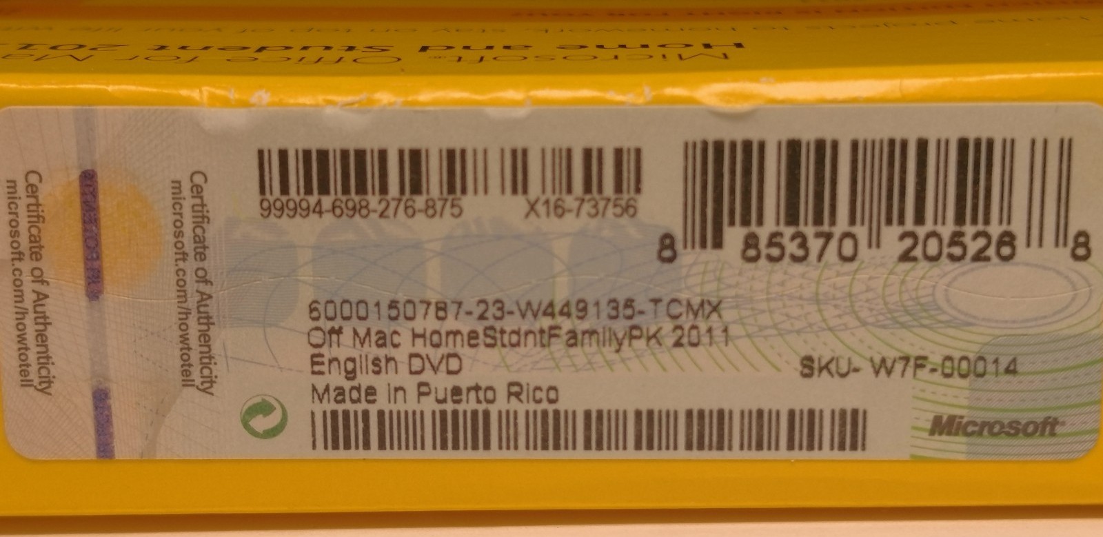 Microsoft Office MAC 2011 Home & Student DVD 3 Users 3 Macs – Retail Box