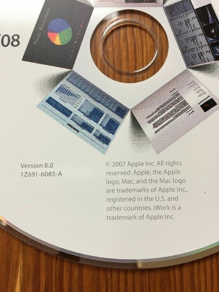 2007 Macintosh iWork 08 Version 8.0 Utility Suite Software Installation CD Disc