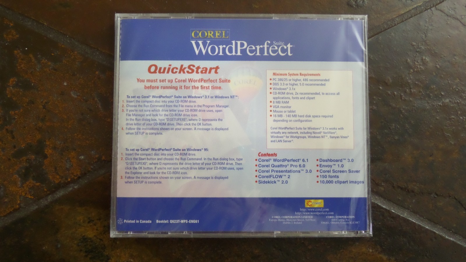Corel WordPerfect Suite, Unopened CD-ROM, Windows 3.1x, 95, NT v3.51, w/Manuals