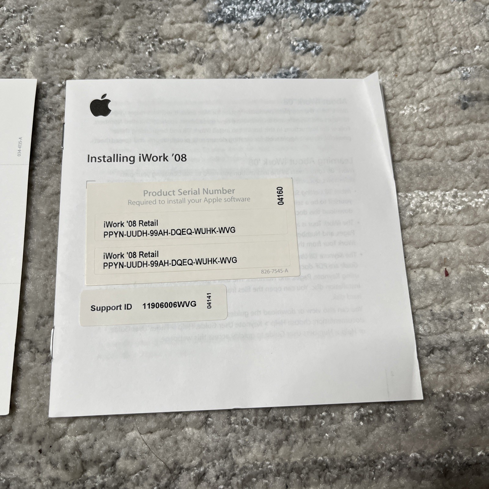 Apple iWork ’08 Install CD Disc Pages Numbers With Keynote Numbers Serial Number