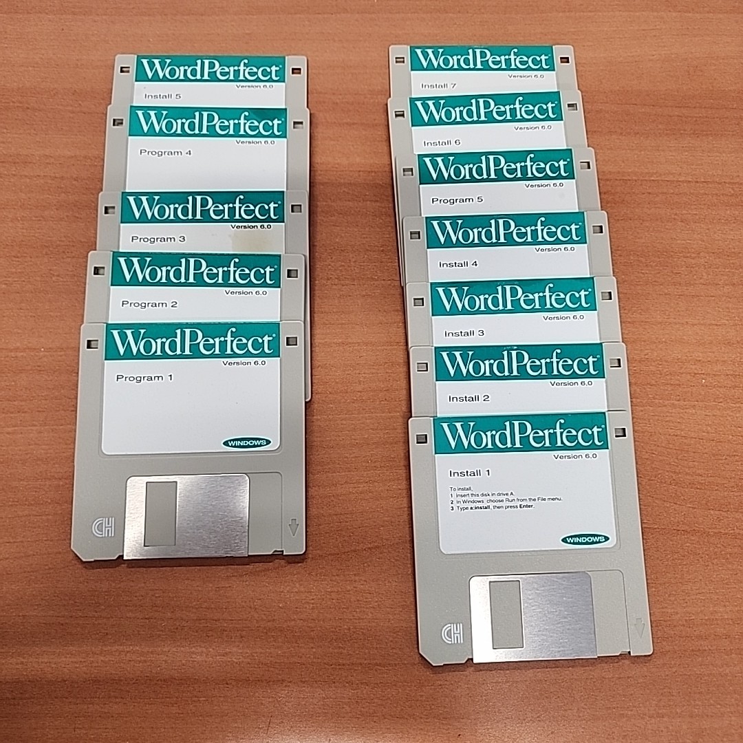Wordperfect 6.0 for Windows 3.5″ Floppy Disks Vintage