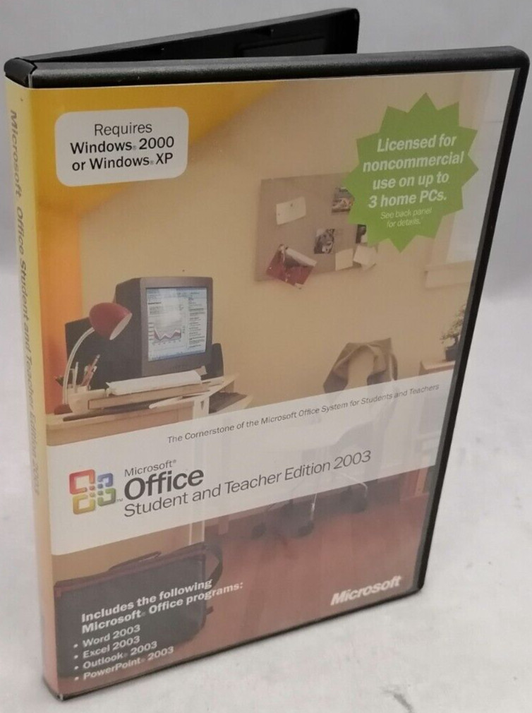Microsoft Office Student and Teacher Edition 2003 case, booklet and license key