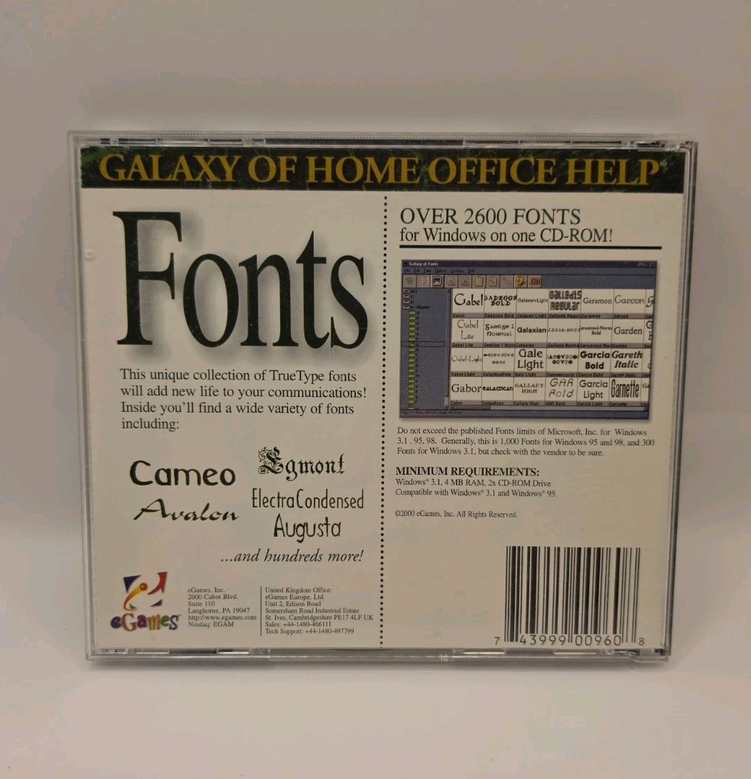 Galaxy of Home Office 2600 Fonts, 1995, Copy And Paste To Any Folder, Windows