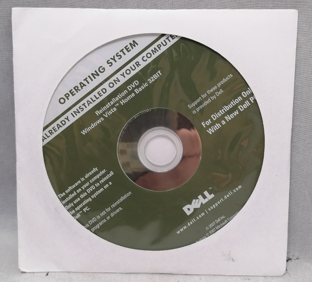 Dell Windows Vista Home Basics 32BIT Green Reinstallation DVD P/N: 0YY186