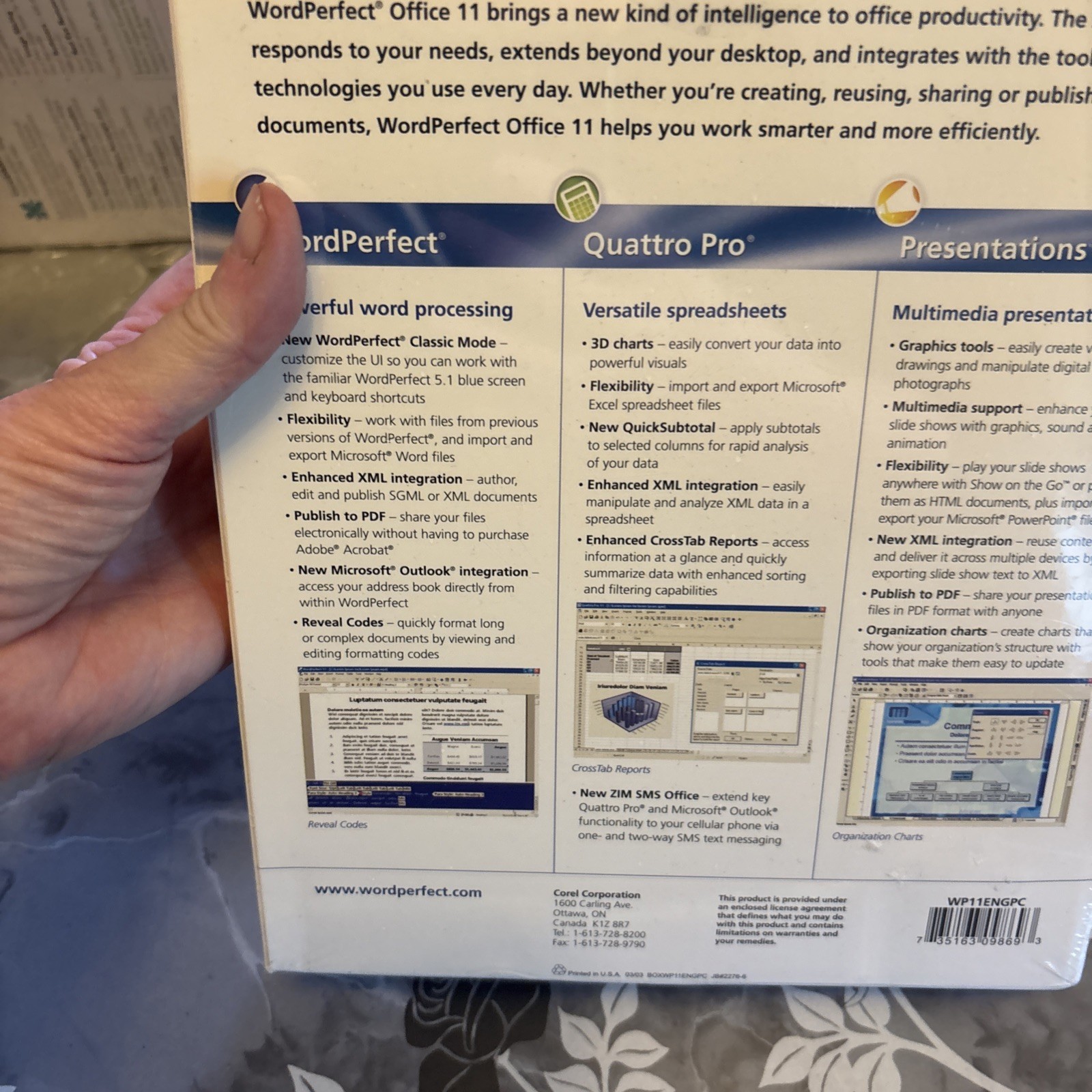 Corel WordPerfect Office 11 WordPerfect Quattro Pro And Presentions SEALED