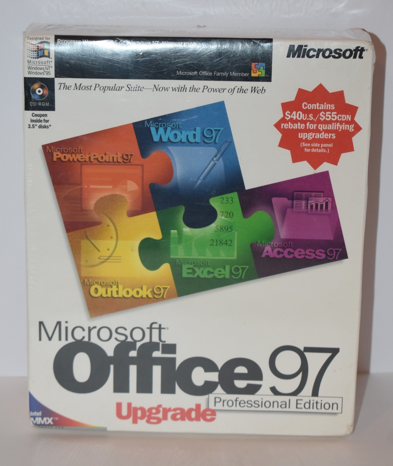NEW SEALED MICROSOFT OFFICE 97 PROFESSIONAL EDITION UPGRADE – BIG BOX ED.