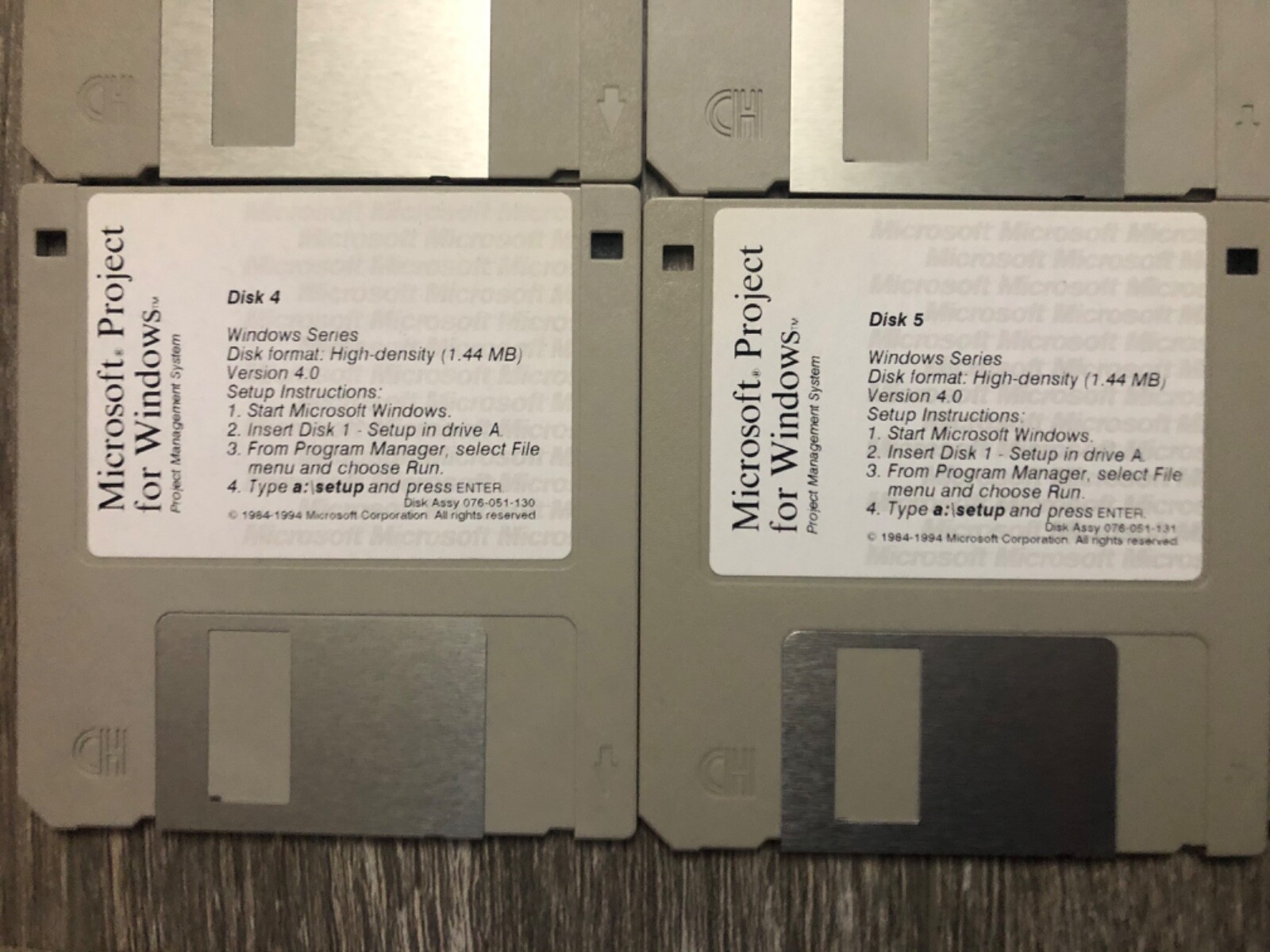 Vintage 1994 Microsoft Project for Windows HD 3.5 Floppy Discs