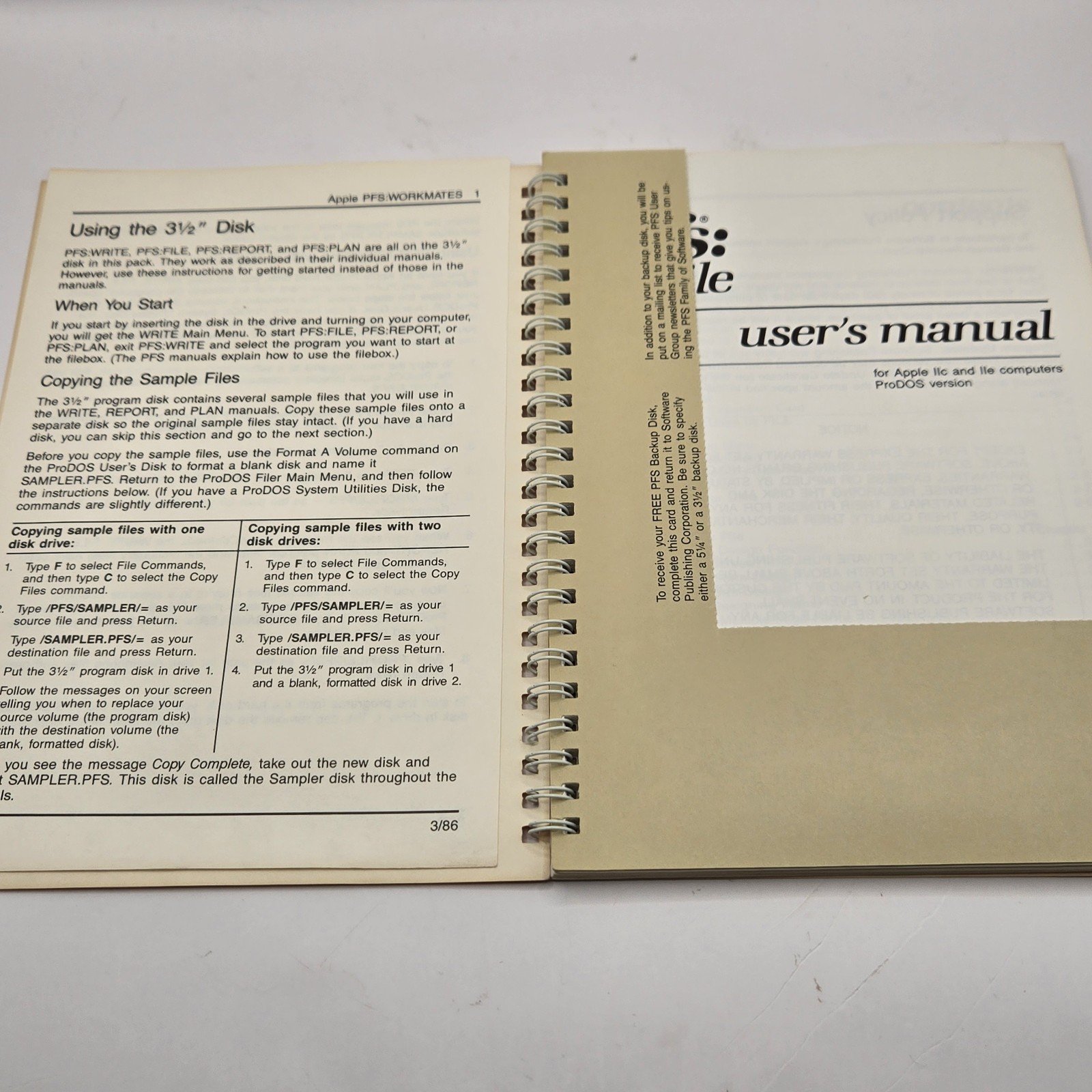 Vintage 1980s PFS: Write File Report Plan Software For Apple IIc/IIe ProDOS