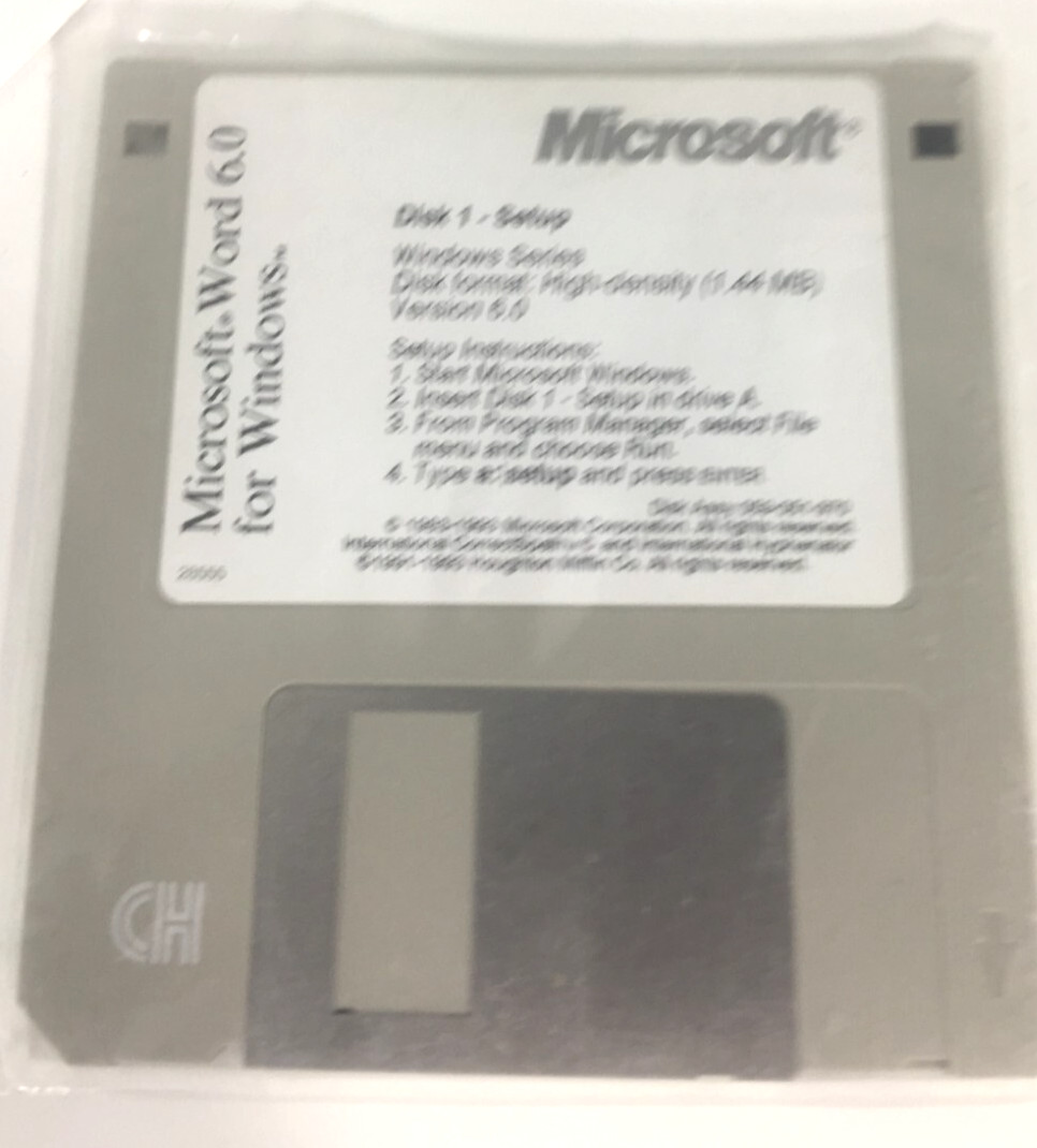 Microsoft Word 6.0 For Windows Version 6.0 | Floppy Disk Set 3.5″ Set of 9