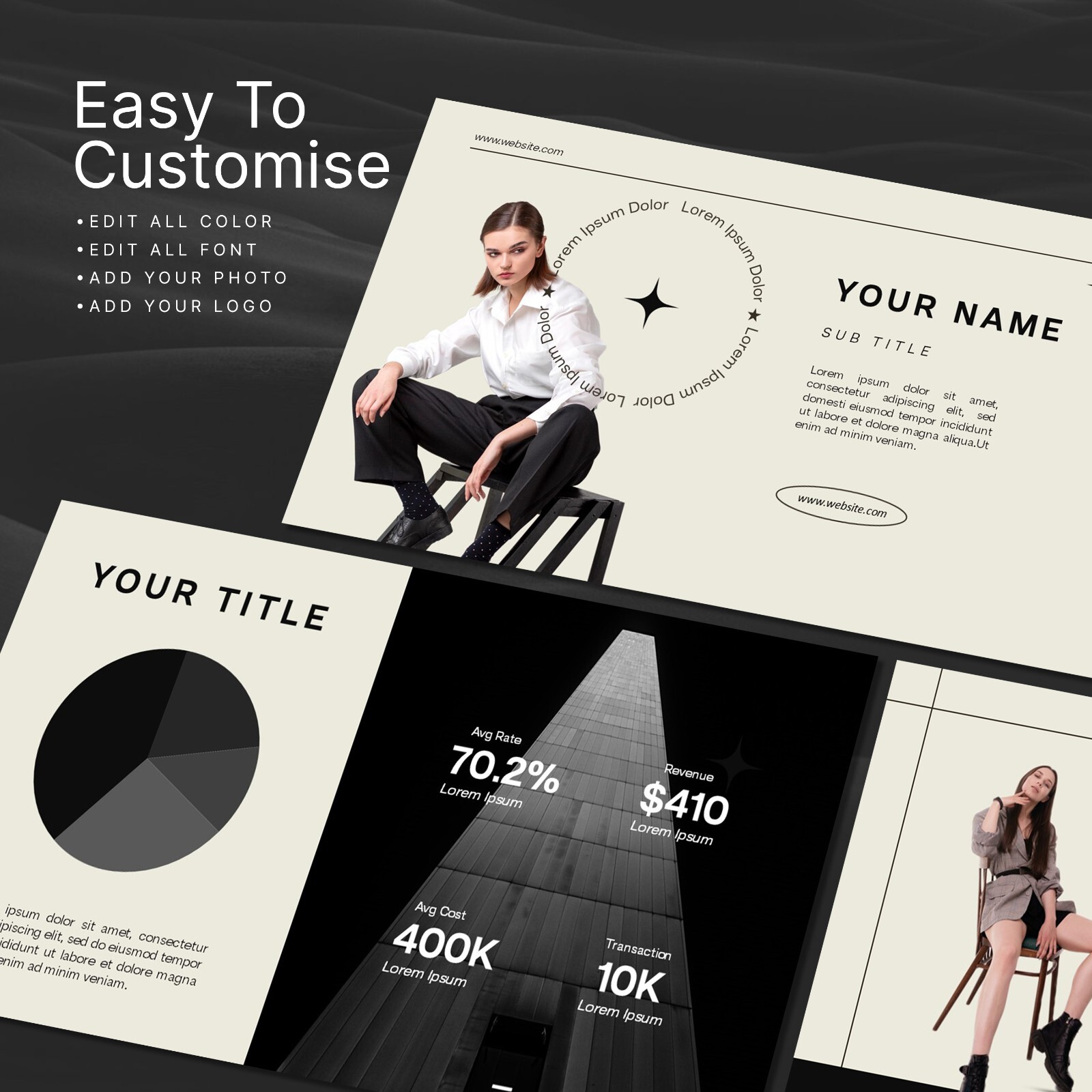 Black and White PowerPoint Template – Minimalist Monochrome Fashion Presentation