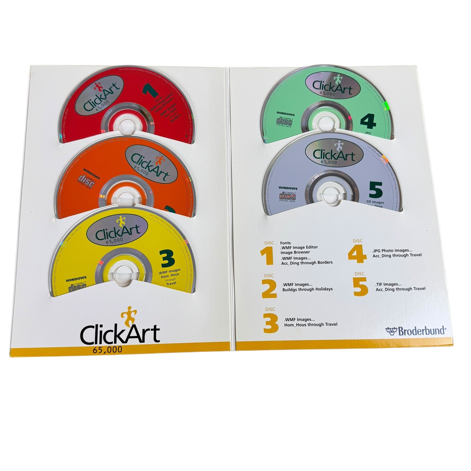 ClickArt 65000 Images 5 PC CD ROM Discs Brøderbund