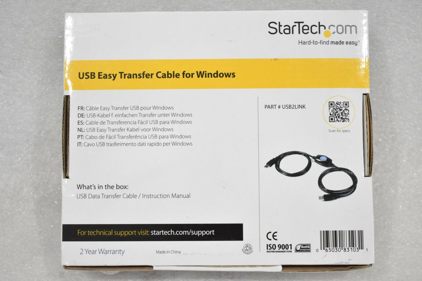 STARTECH USB2LINK USB EASY TRANSFER CABLE FOR WINDOWS