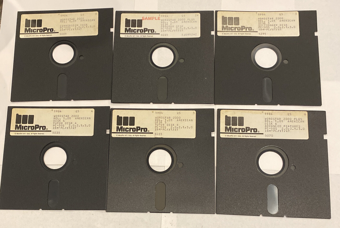 Rare Vintage MicroPro WordStar 2000 Rel 1.01 6-disk set on 5-1/4″ Floppy, 1984