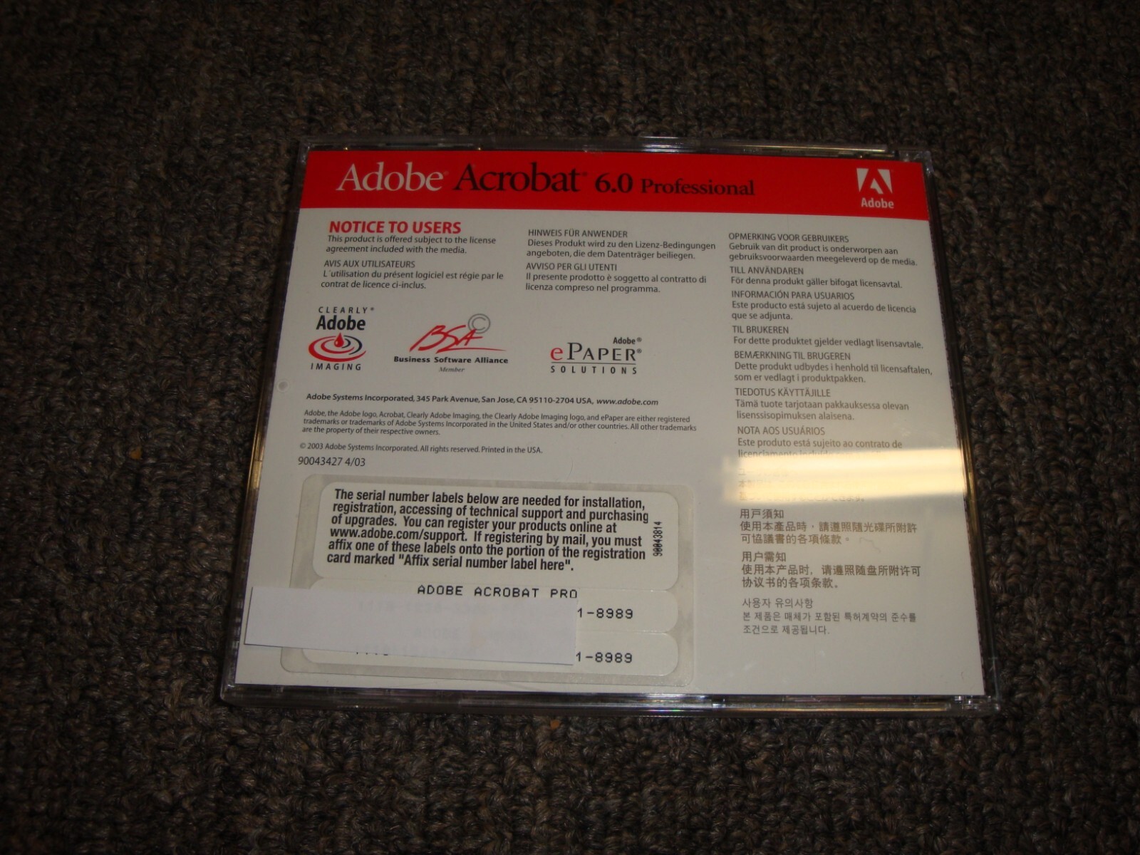 Adobe Acrobat 6.0 Professional Upgrade MAC Full Retail CD + Searial Number