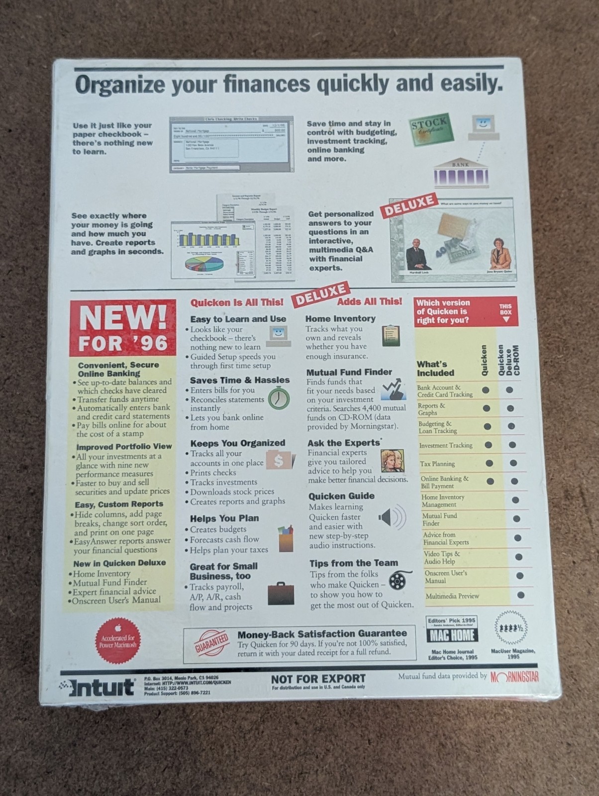 Quicken Deluxe Macintosh Organizes Finances Painlessly for 96 CD-ROM Mac OS NEW