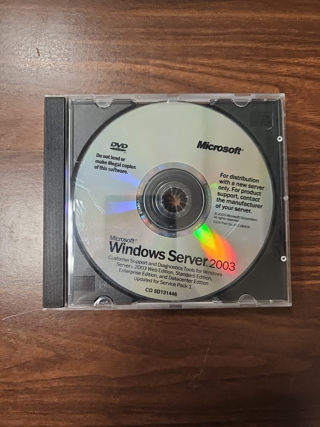 MICROSOFT WINDOWS SERVER 2003 SERVICE PACK 1 ENG CD INSTALLATION NO LICENSE