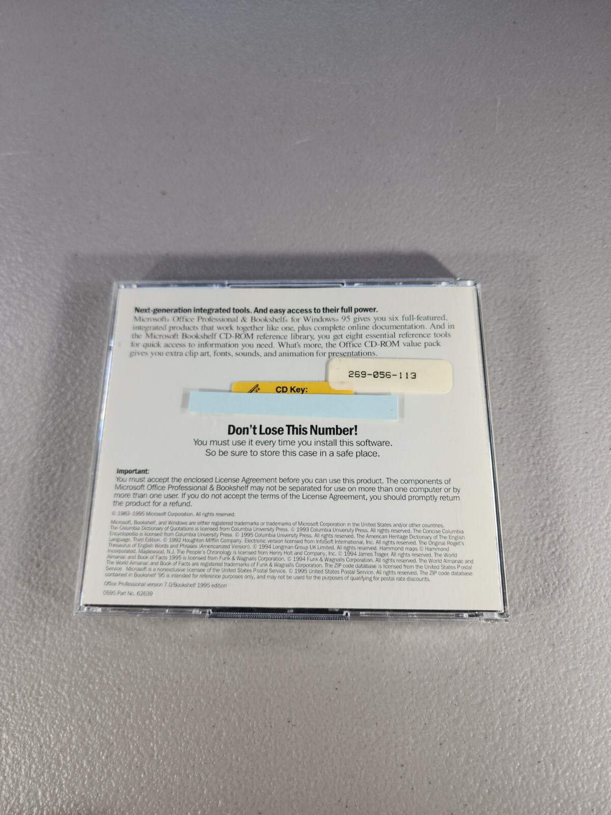 MICROSOFT OFFICE Professional & Bookshelf for Windows 95 COMPLETE & Key