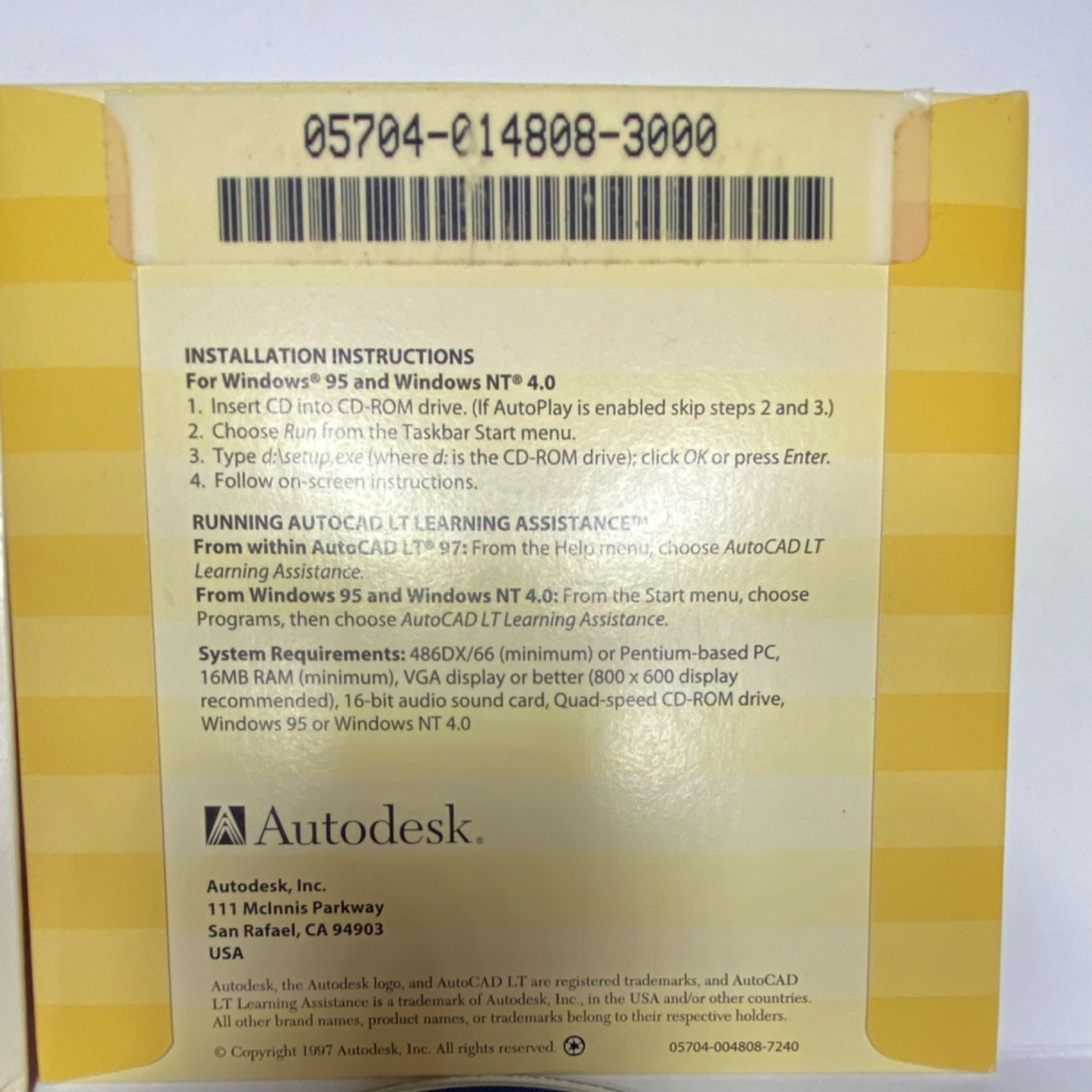 Autodesk AutoCAD LT 97 CAD & CAM Software CD Set w/ Learning Assistance, Windows