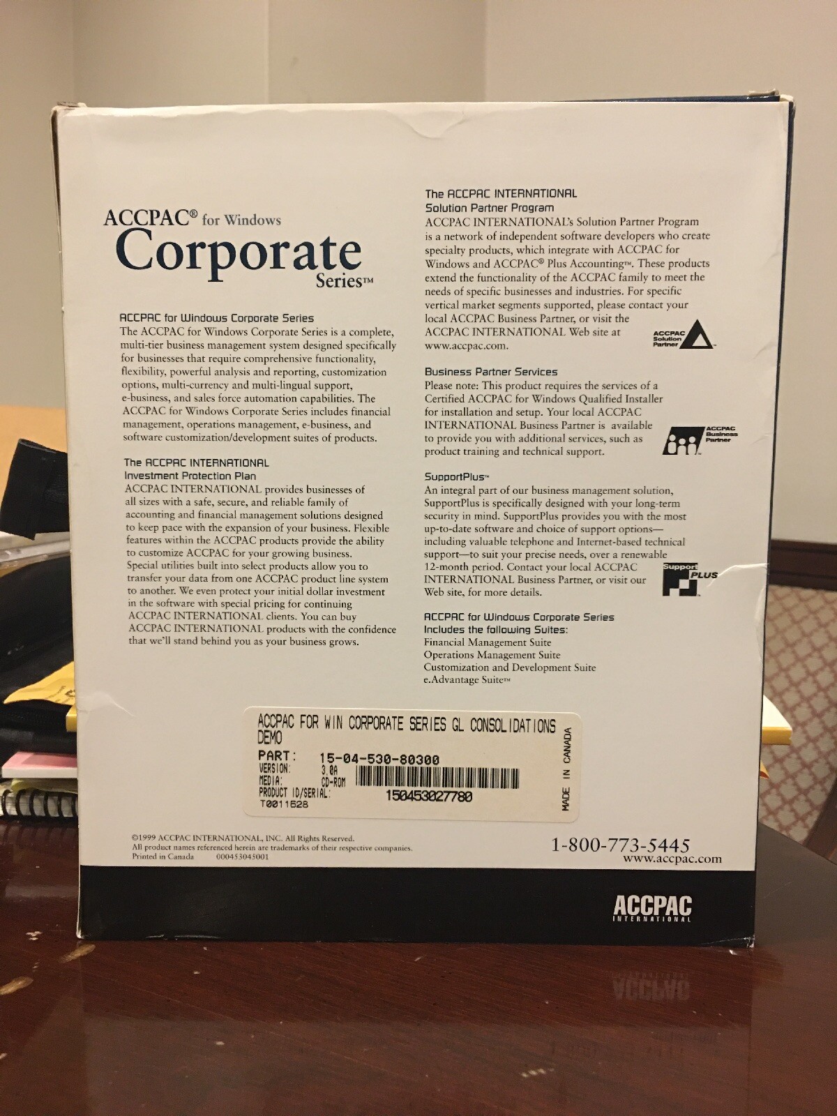 Sealed ACCPAC For Windows Corporate Series.GL Consolidations & Intercompany NFR