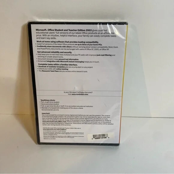 Sealed Microsoft Office Student & Teacher Edition 2003 For Windows New Condition