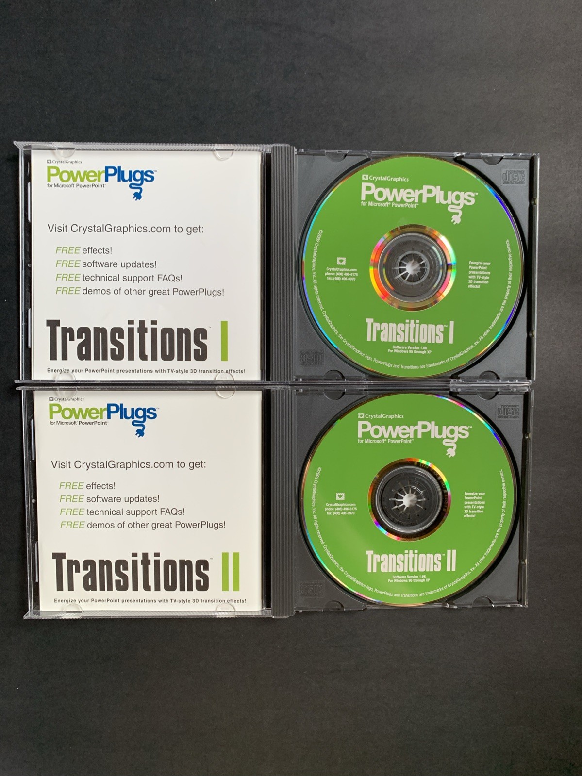PowerPlugs Transitions 1 & 2 PC CD MS PowerPoint Presentation TV Style 3D Effect